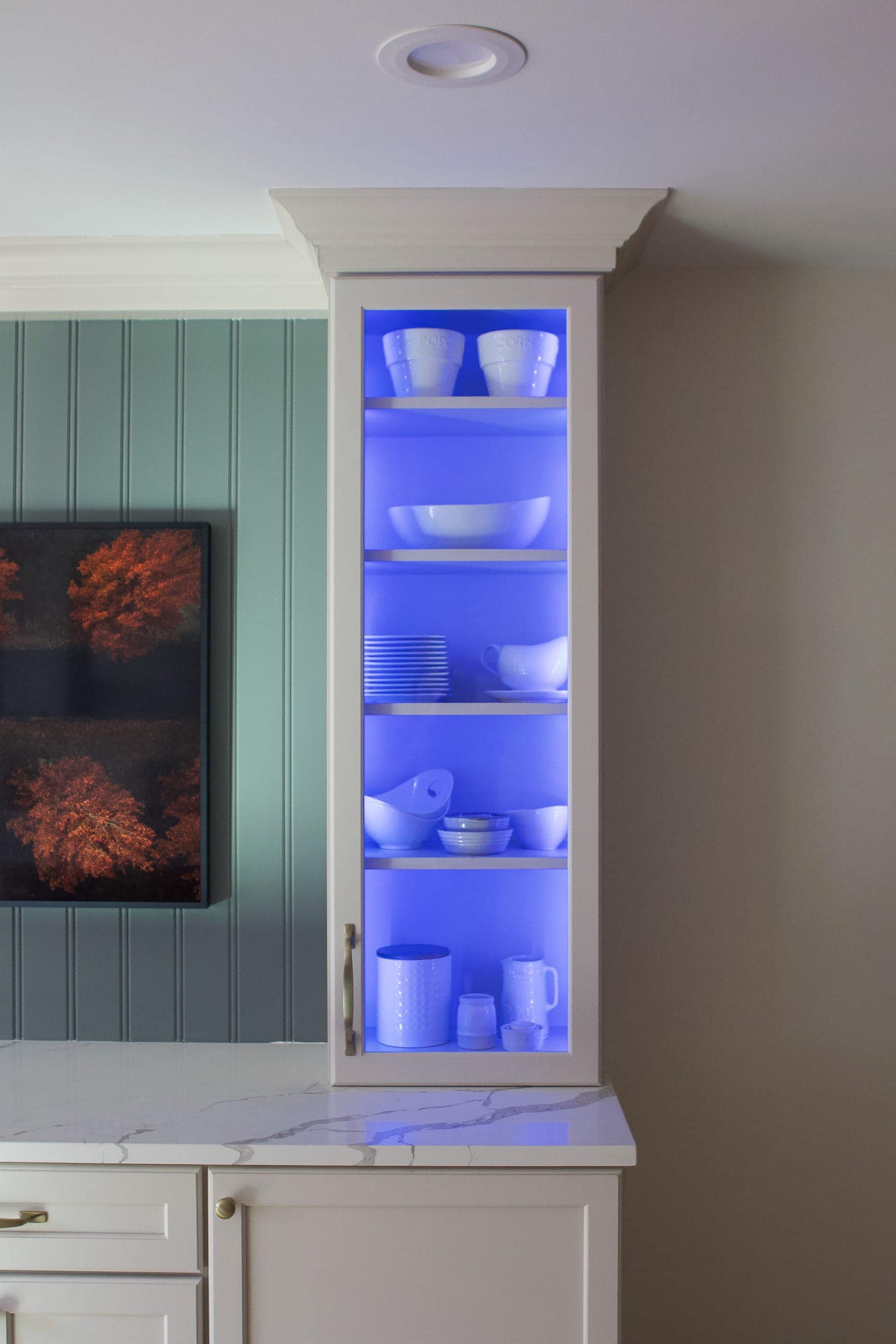 Blue cabinet lighting