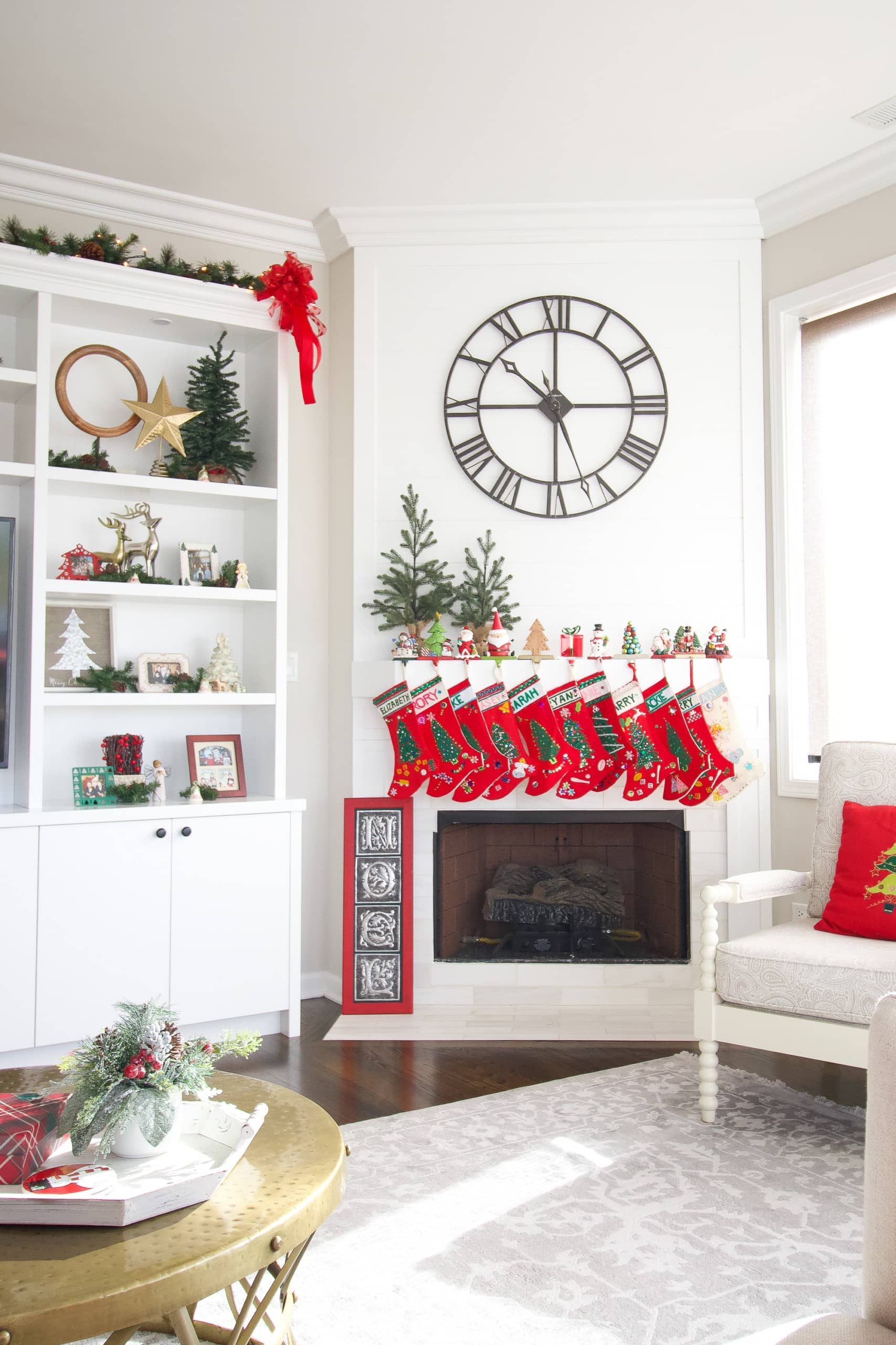 Adding reds stockings to a fireplace