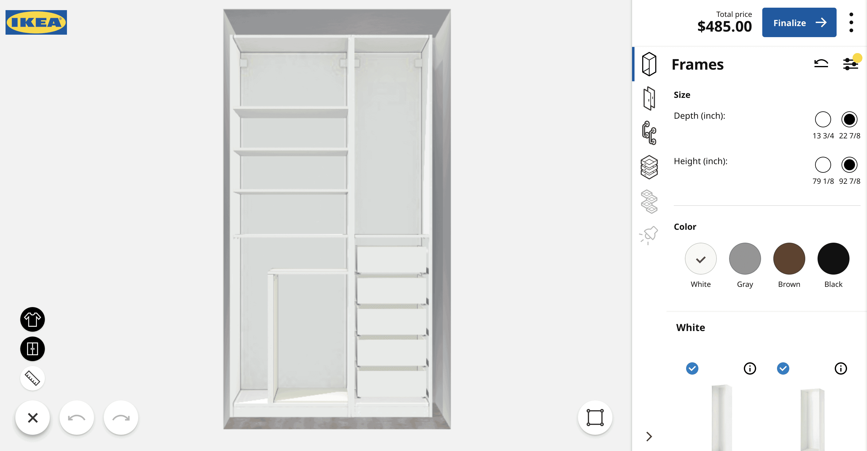 Figuring out our IKEA office closet with their online planning tool