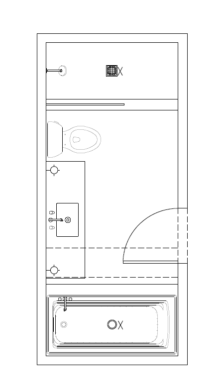 Current layout of the main bathroom space