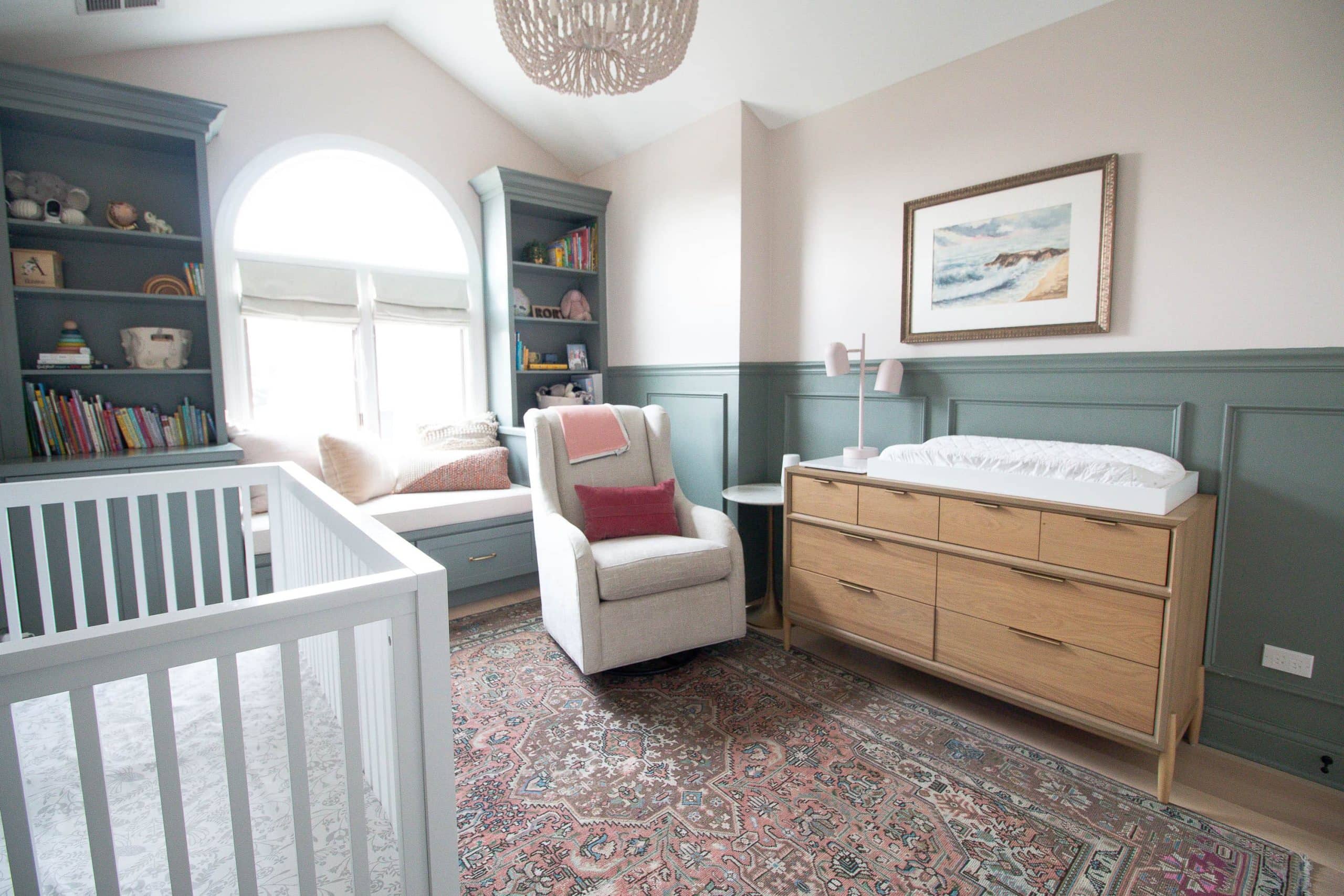 Rory's nursery with sage green and blush accents