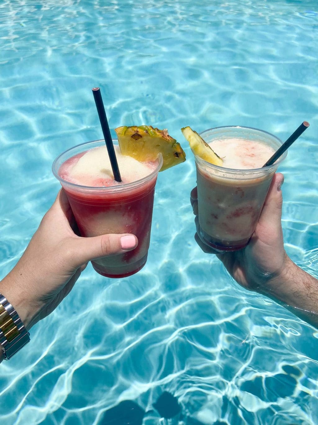 Drinking frozen drinks by the pool in Scottsdale
