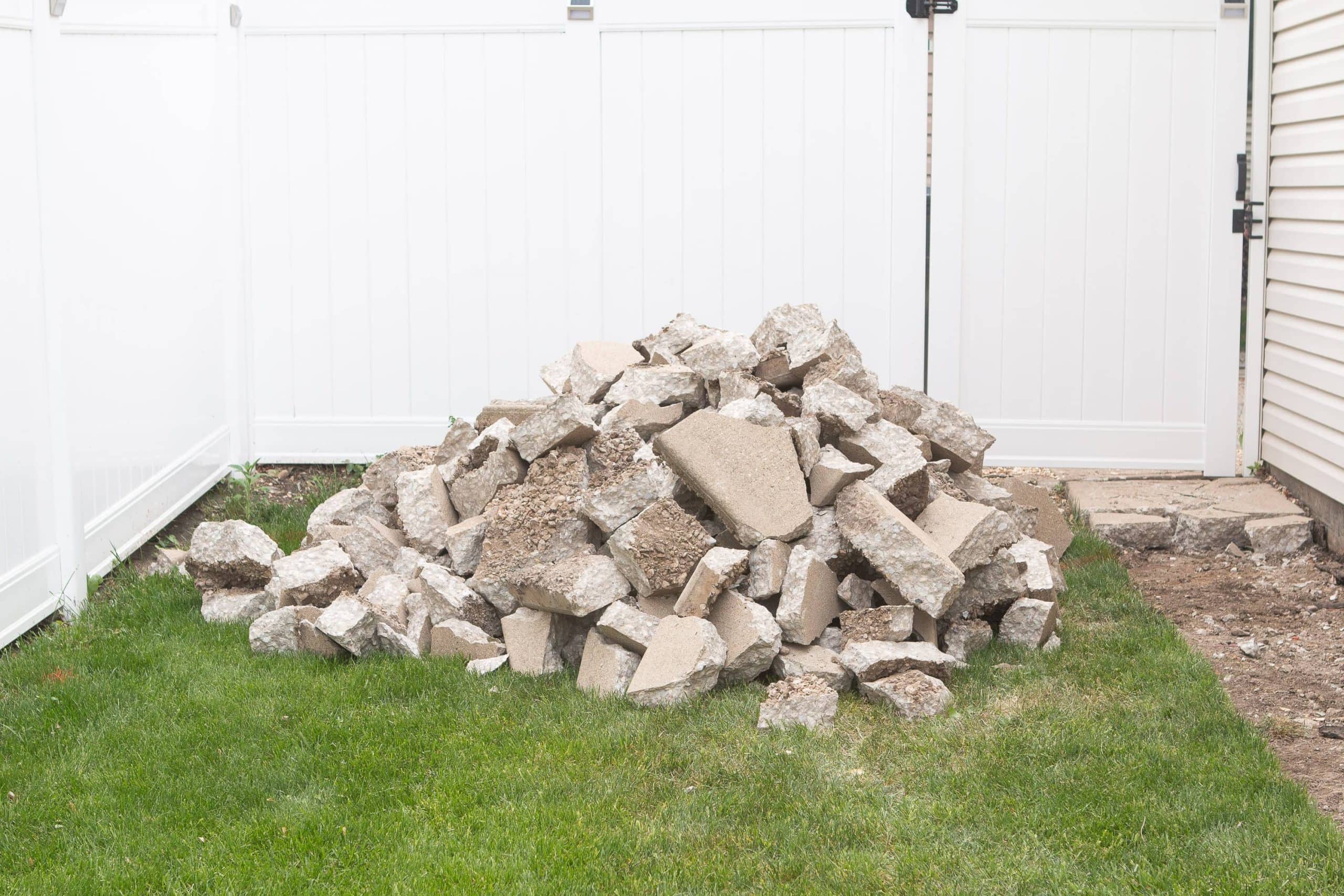 A bit pile of construction materials in our backyard