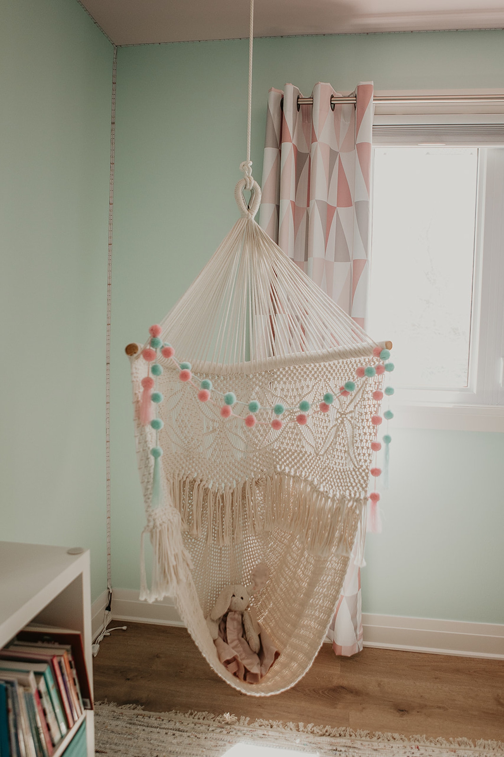 Hanging chair in a kids' room