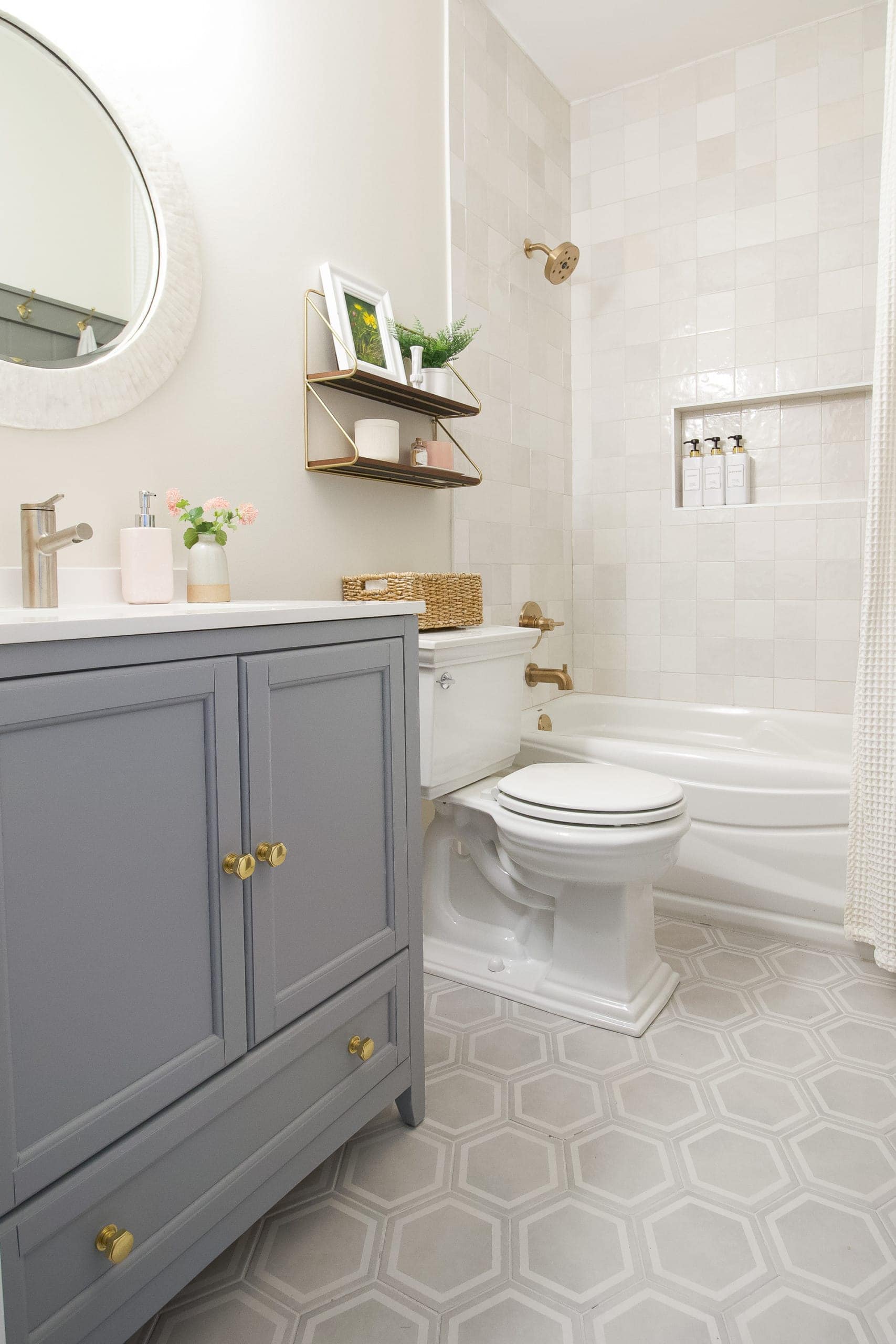 A gray and gold bathroom reveal