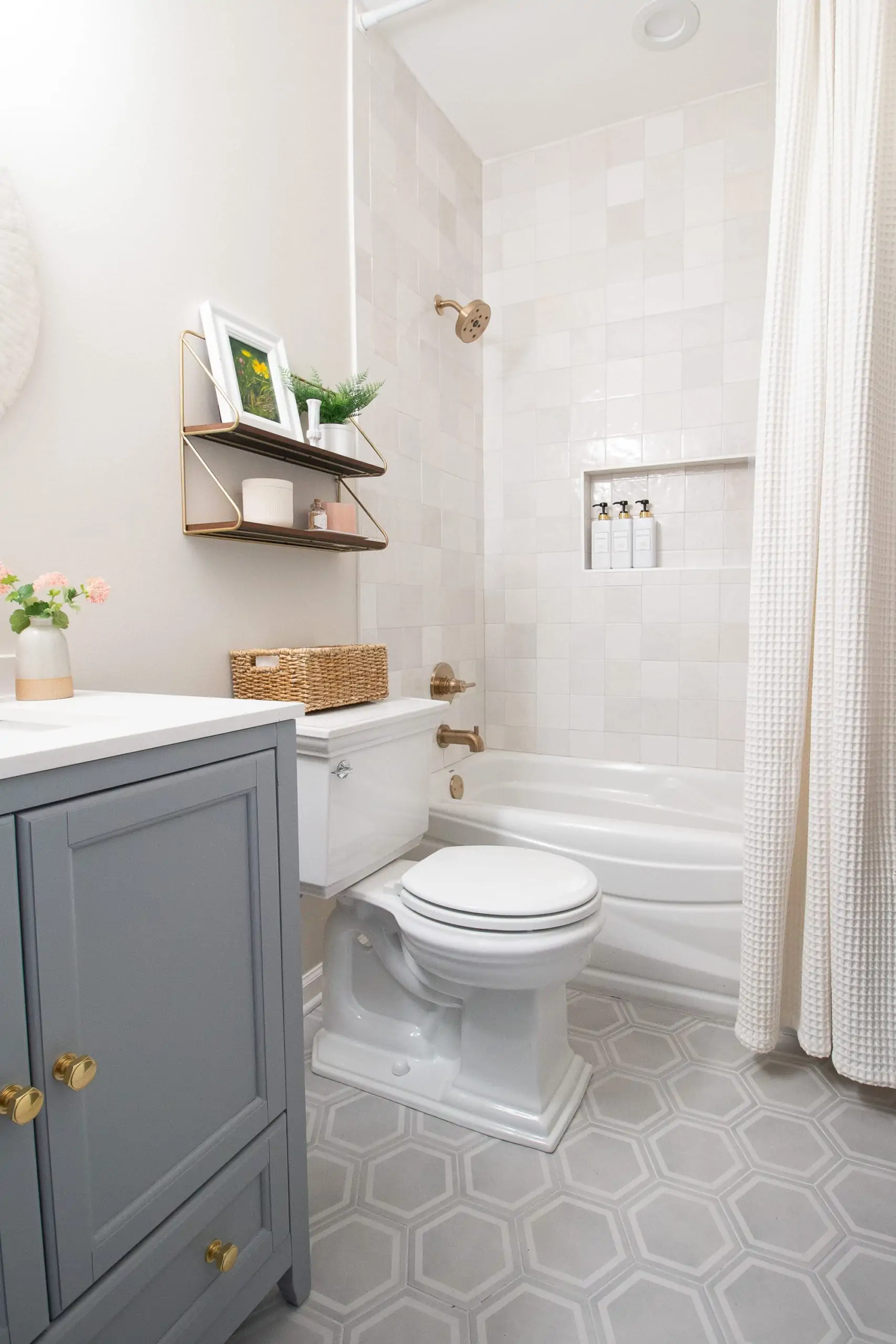 Gray and gold bathroom reveal