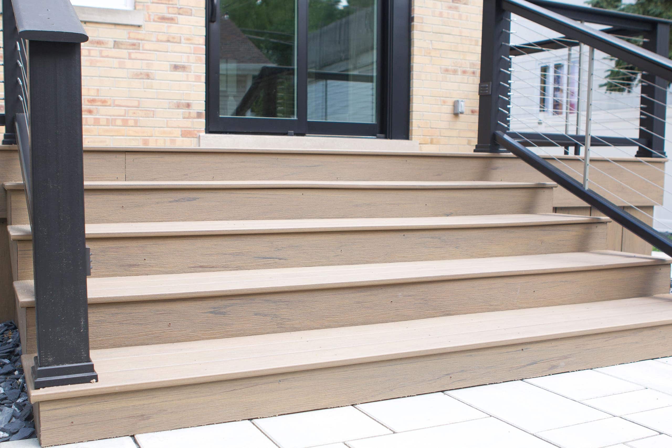 The wide stairs on our new composite decking from TimberTech