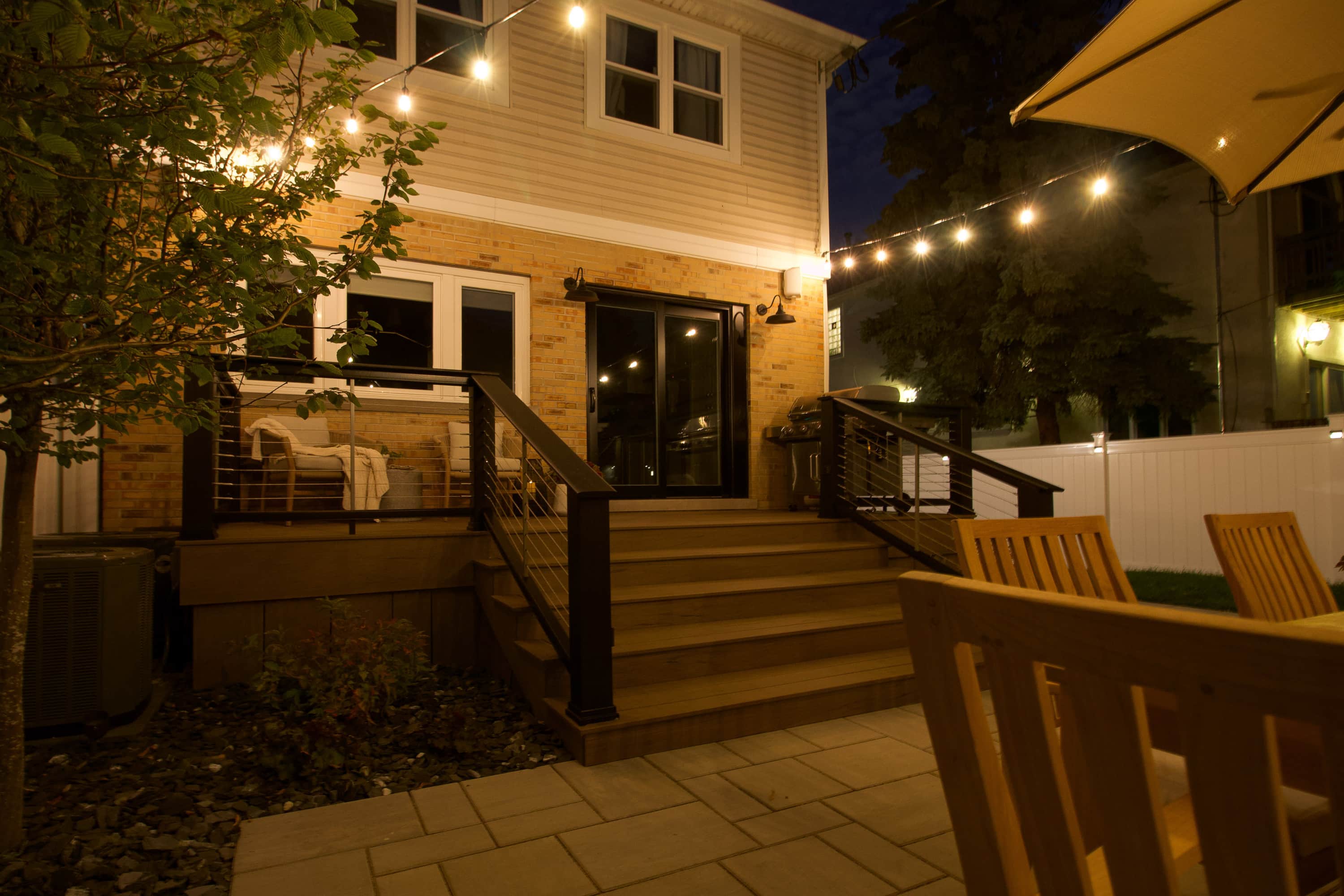 Our cozy patio at night