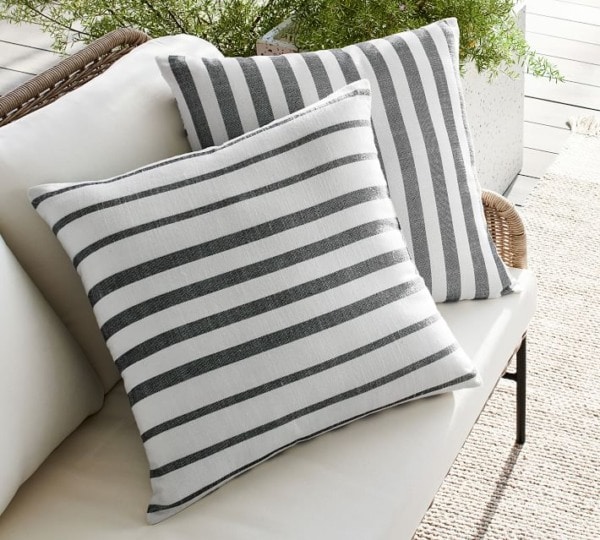 Striped outdoor pillow from Pottery Barn