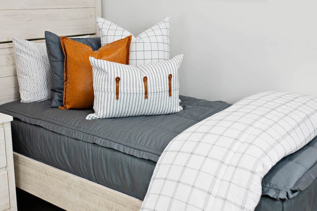 gray bedding for a kids' room