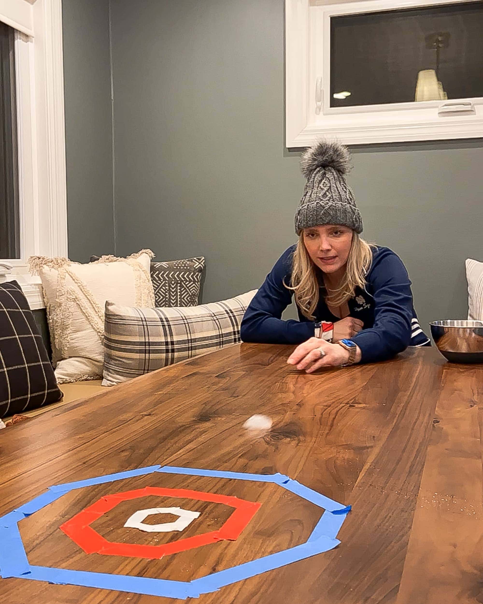 Winter olympics date night challenge, curling using ice cubes