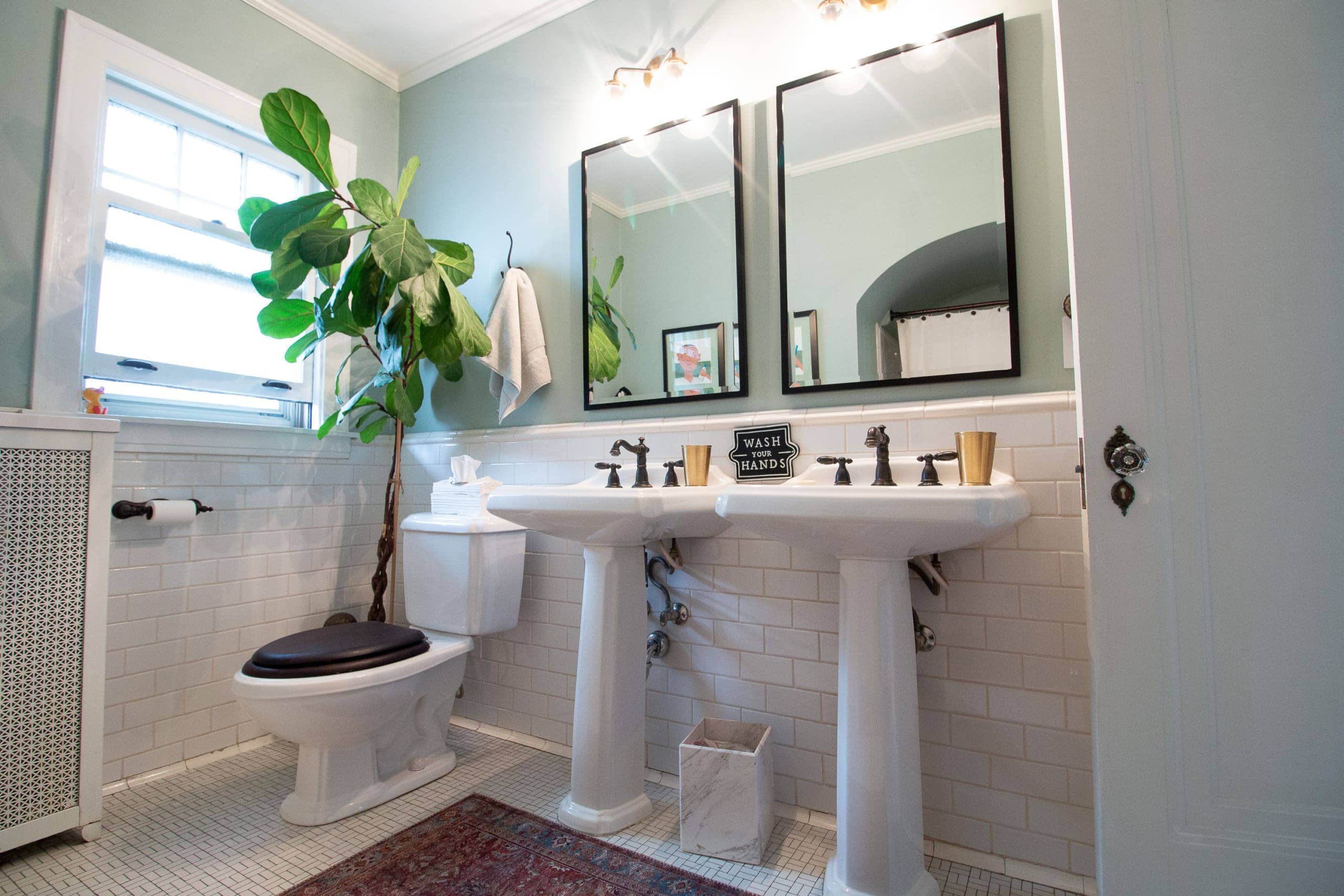 Classic bathroom with white subway tile