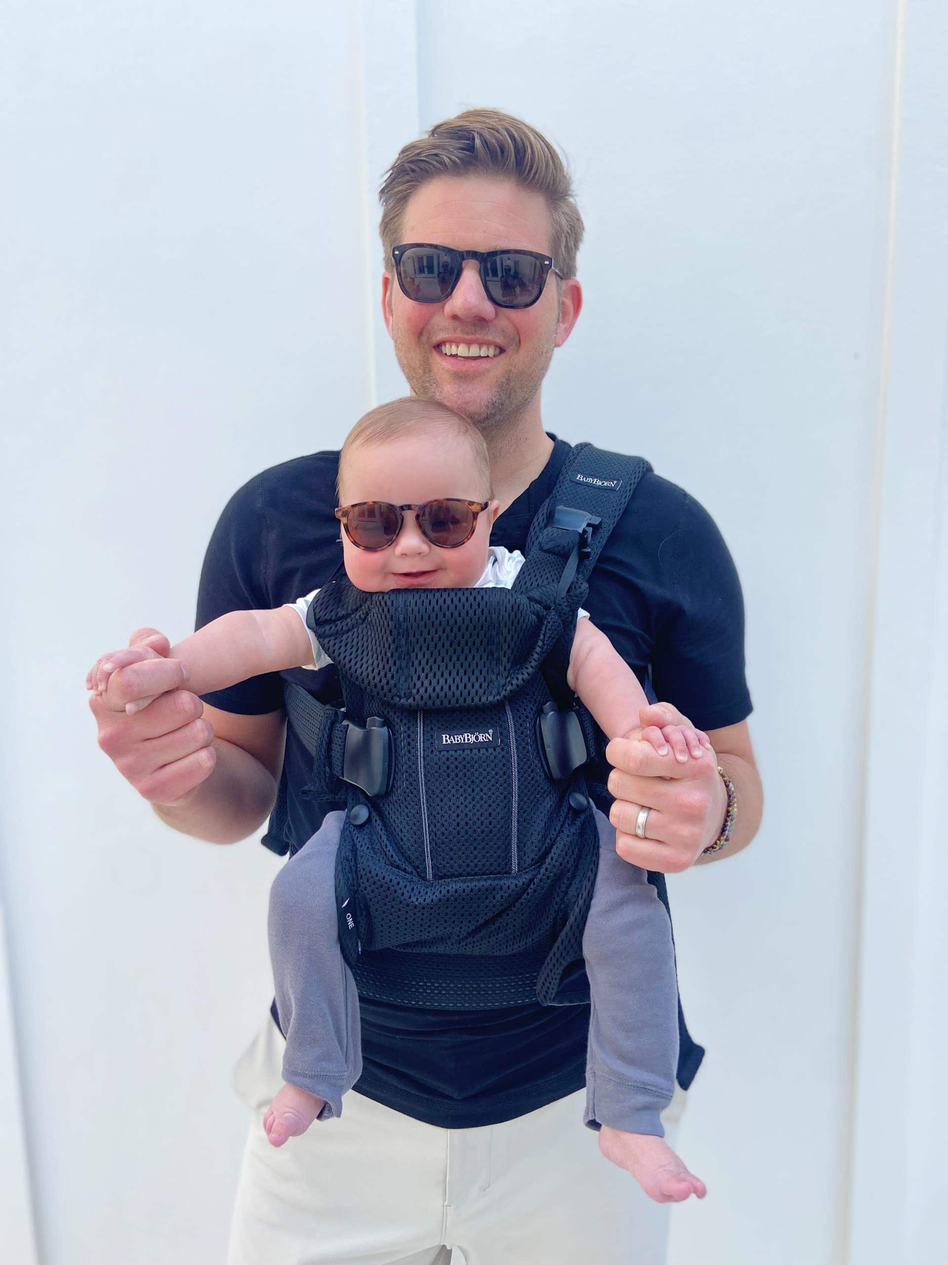 Wearing Ellis in a baby carrier