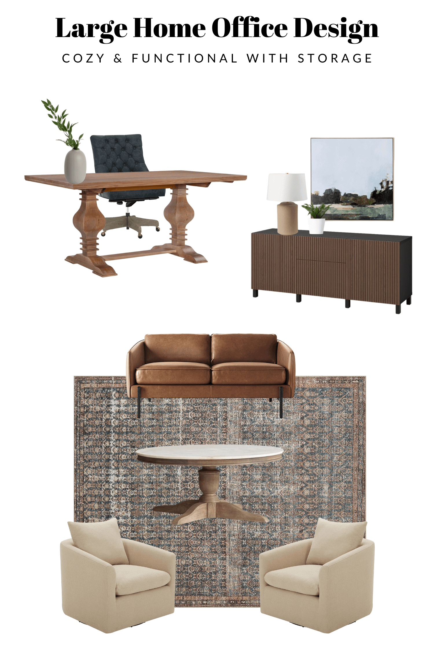 My design plan and mood board for a living room turned home office
