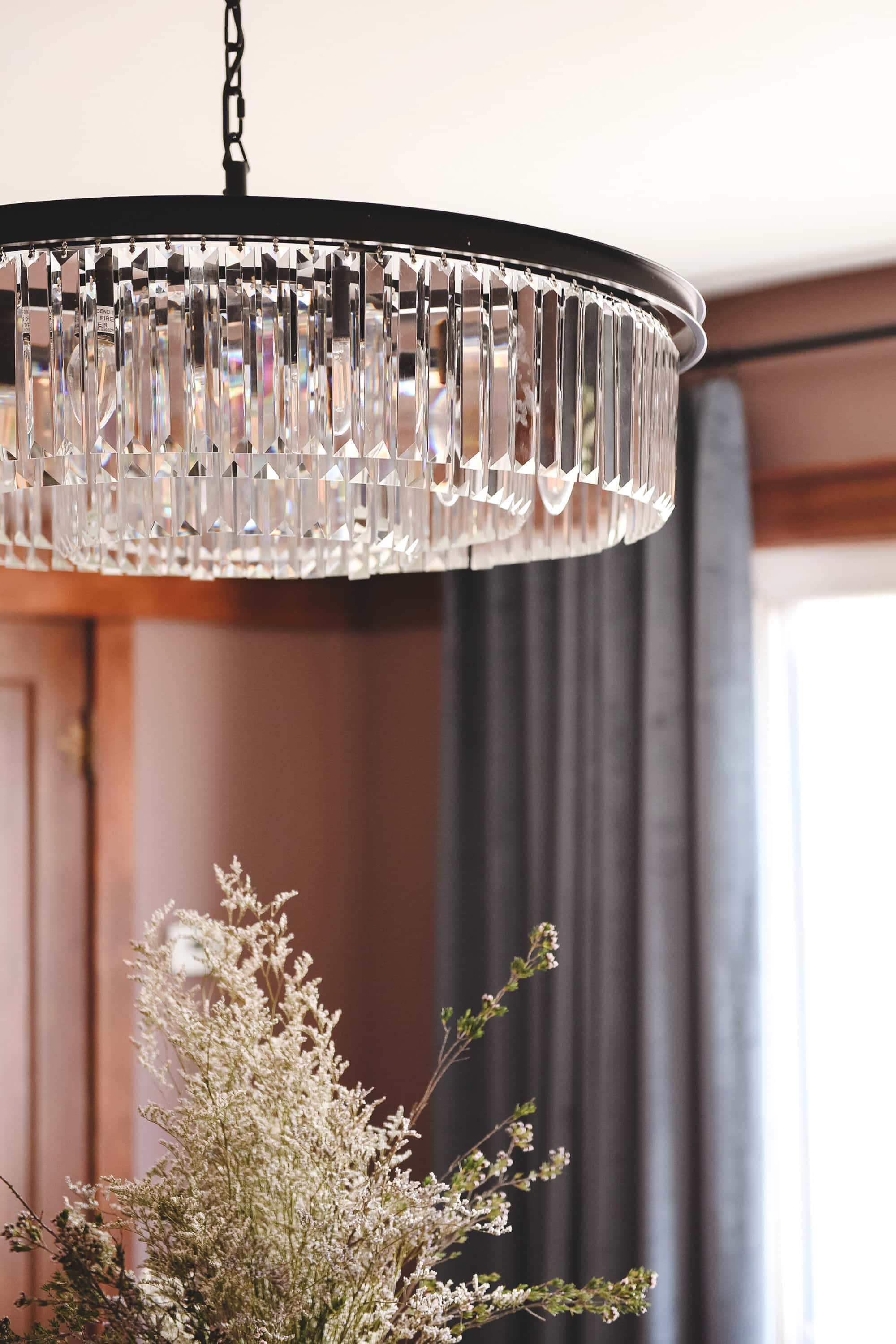 A gorgeous and glam chandelier from our feel good makeover reveal