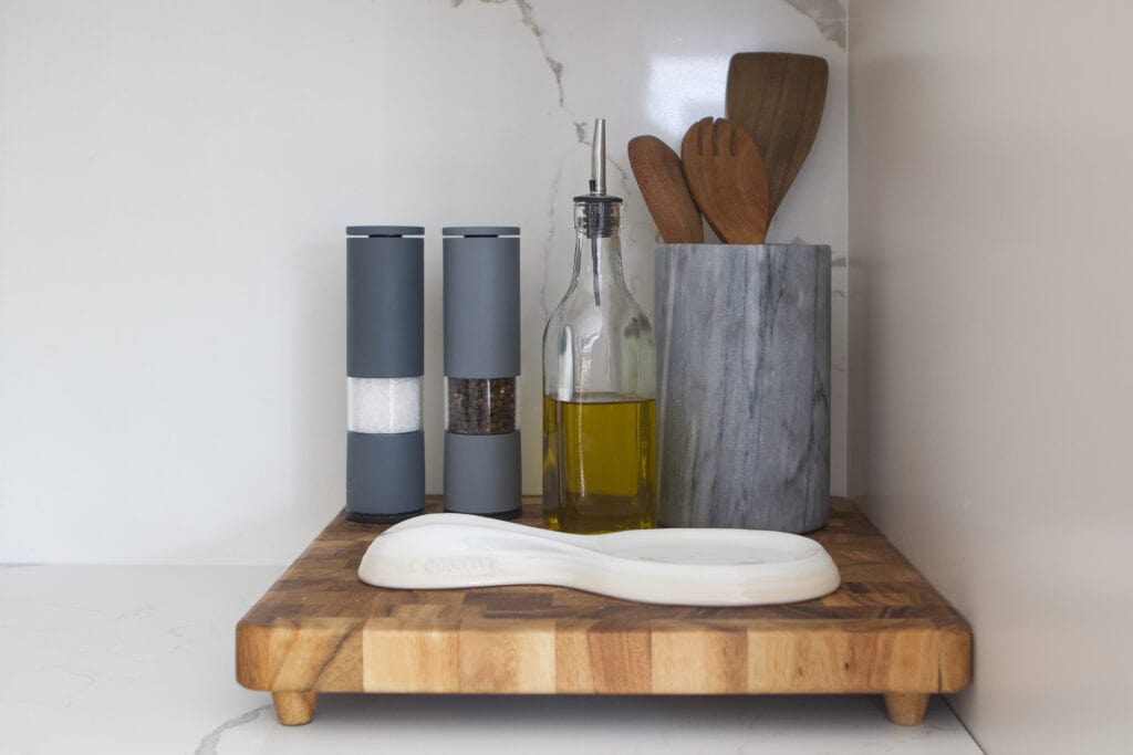 Corral your items with a cutting board