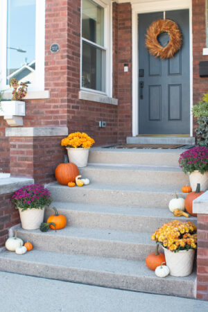 Our 2022 Fall Front Porch (With A DIY Faux Mums Planter)