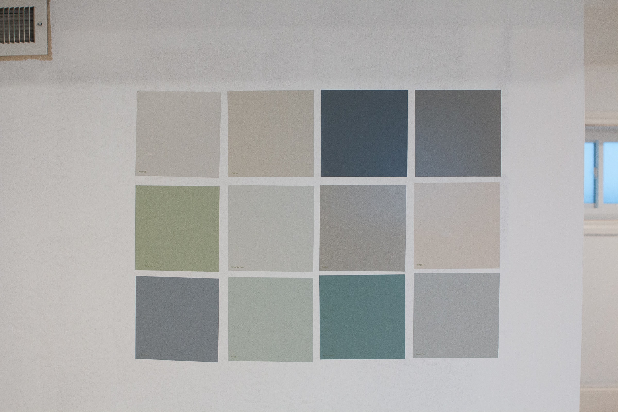 Checking out various basement paint color options