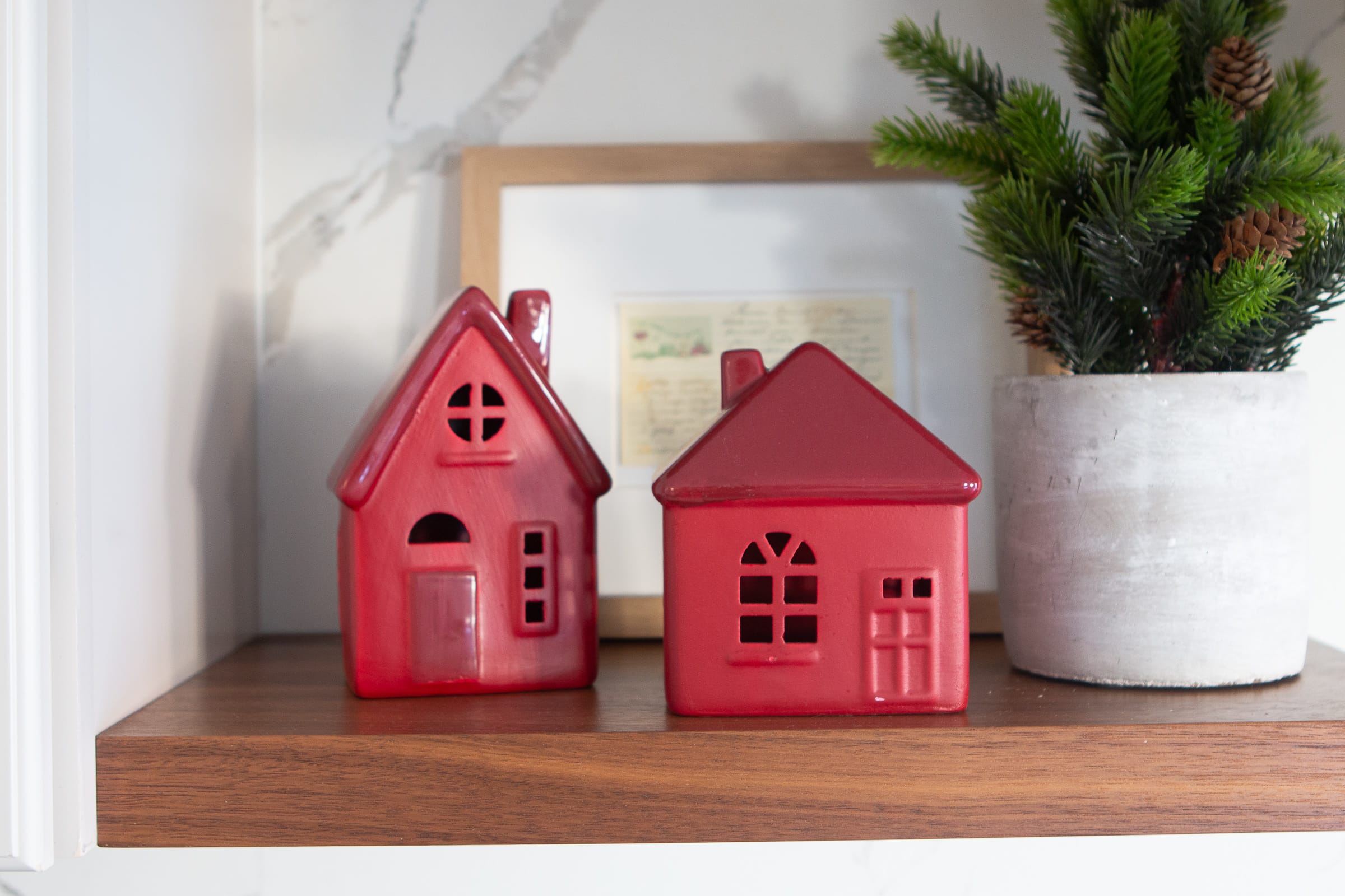 Adding red christmas houses to my display