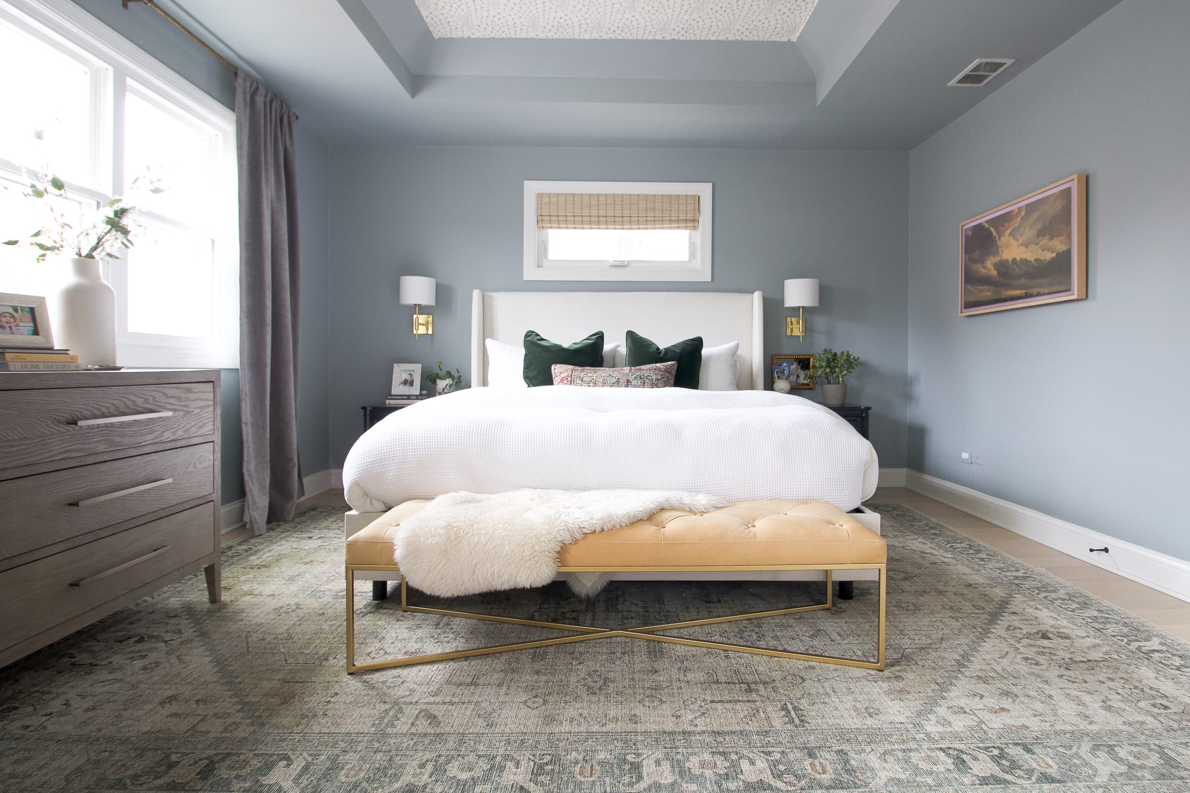 Our home's paint color palette. Using Boothbay Gray in the bedroom
