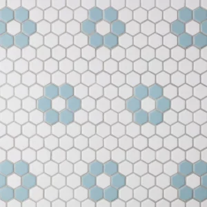 blue flower hexagon mosaic tile