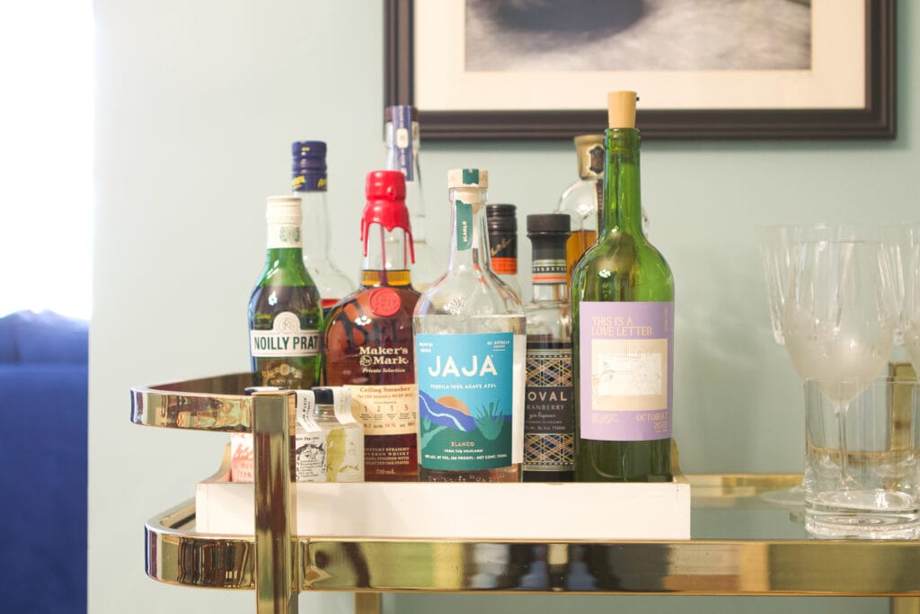 A bar cart with sentimental touches