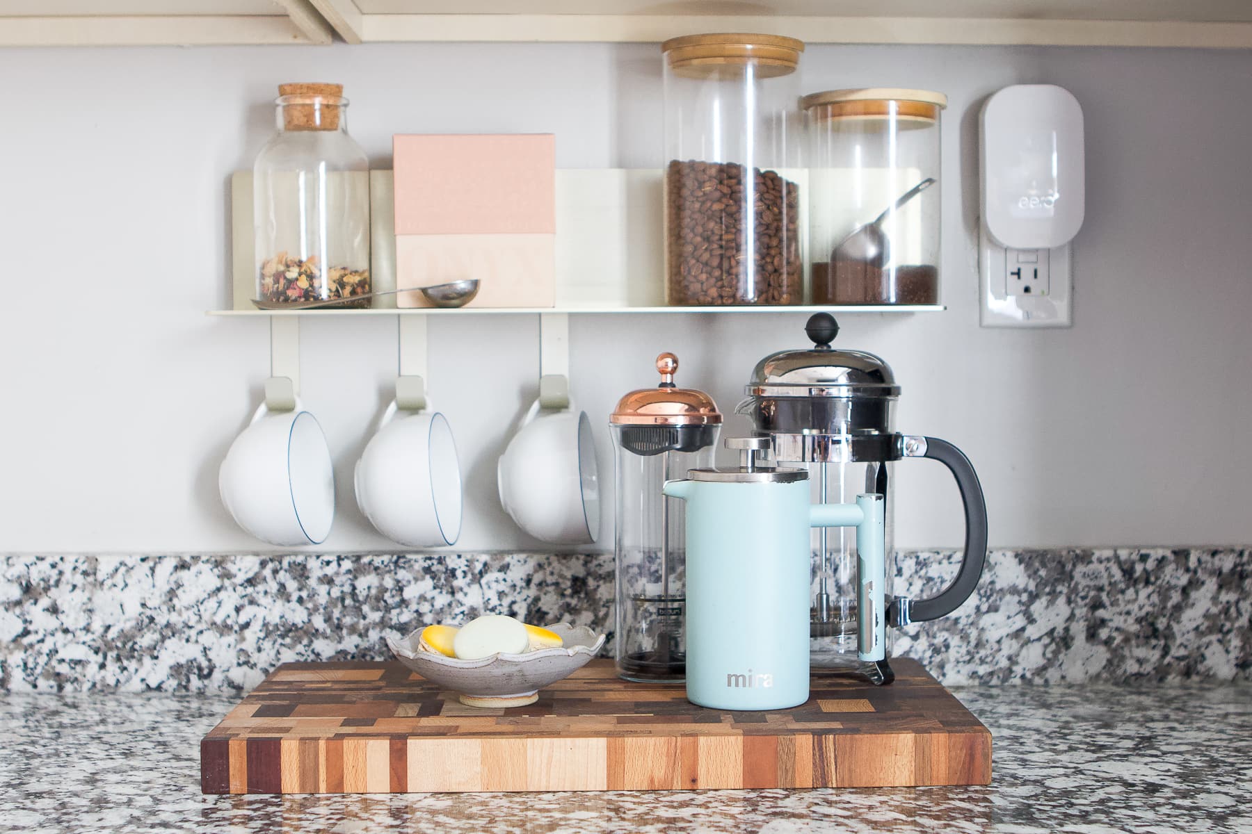 Add a cute coffee bar to your rental kitchen