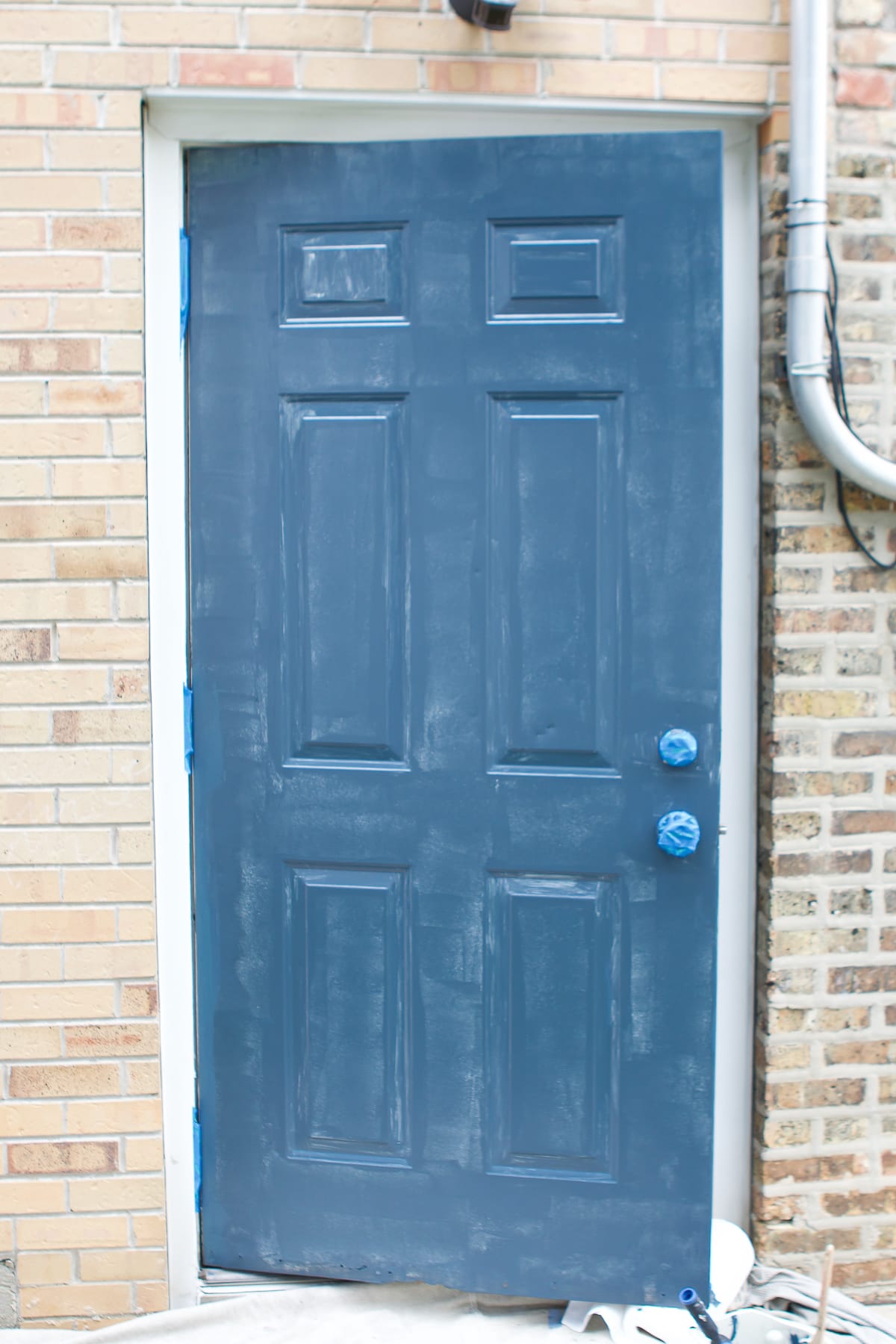 My door after one coat of paint