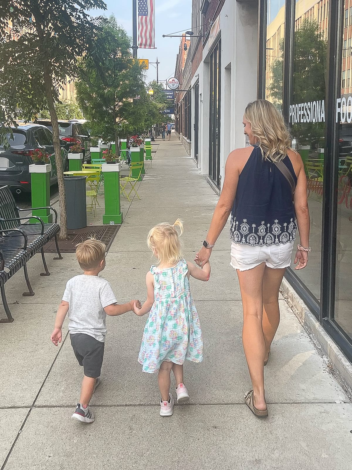 Casey and the kids walking