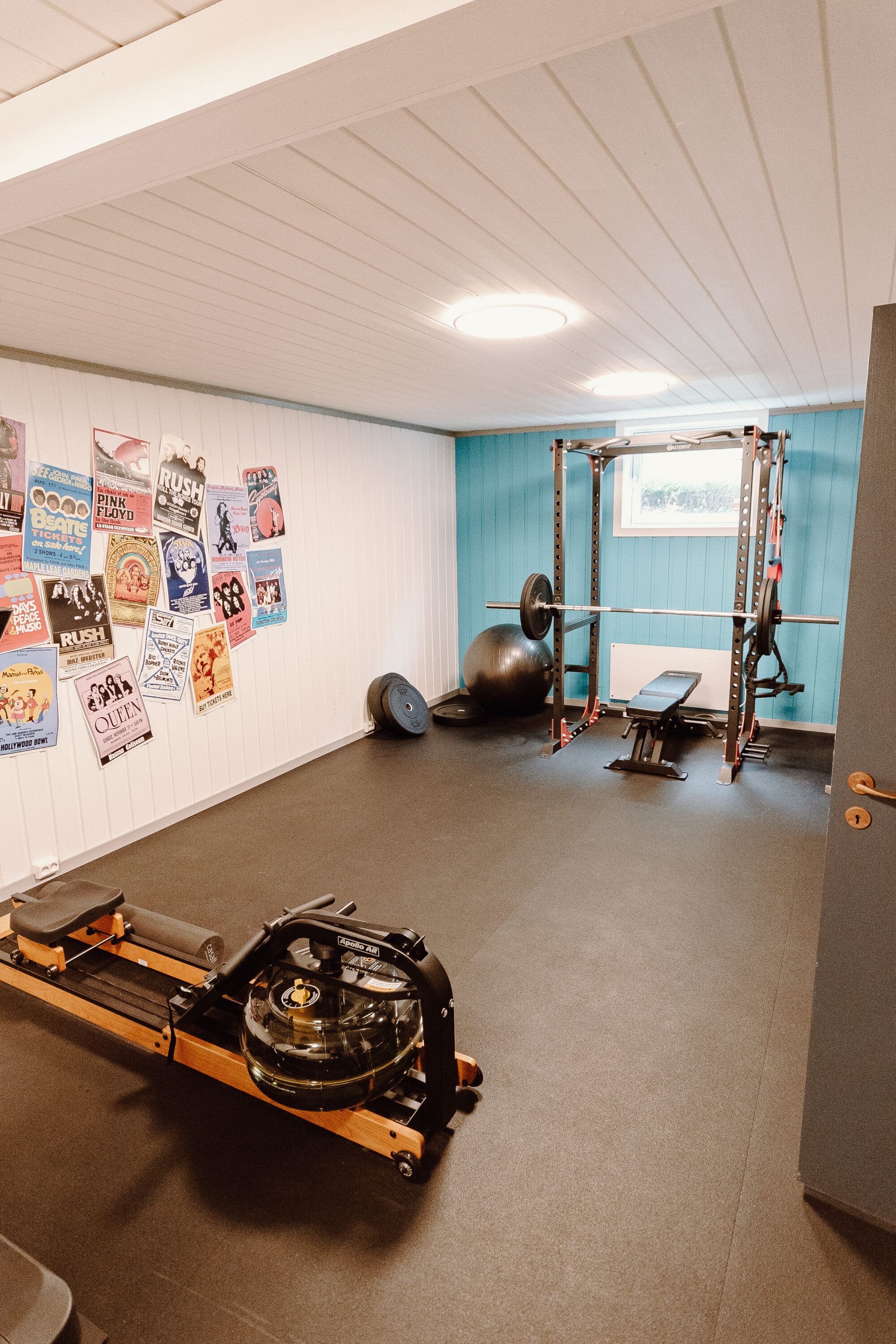 A cool workout space in the basement
