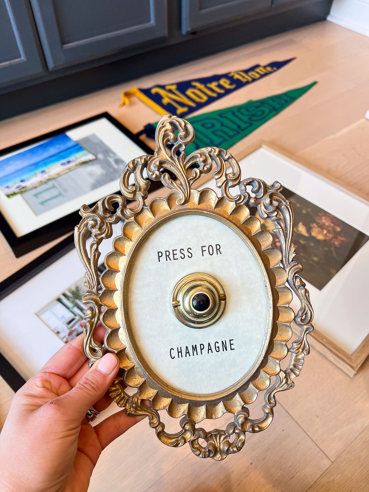 Press for champagne sign