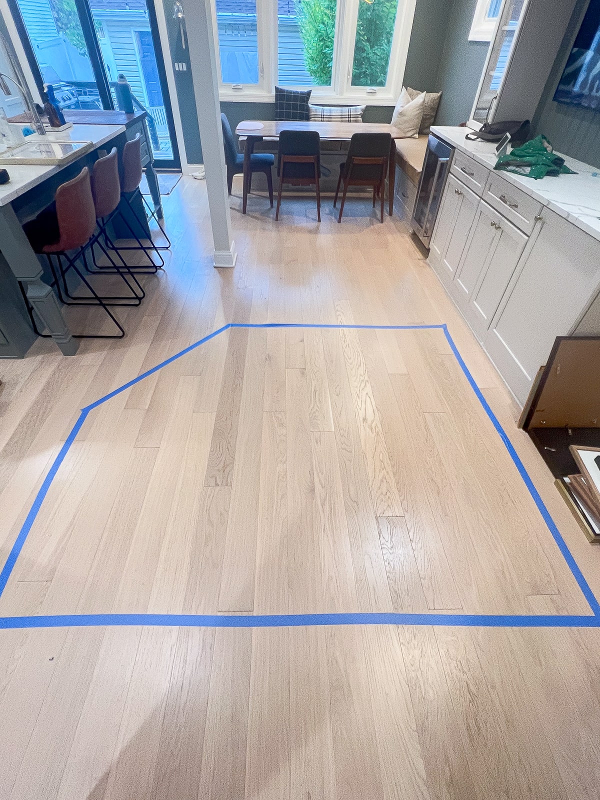 Use painter's tape on the floor to figure out your gallery wall layout