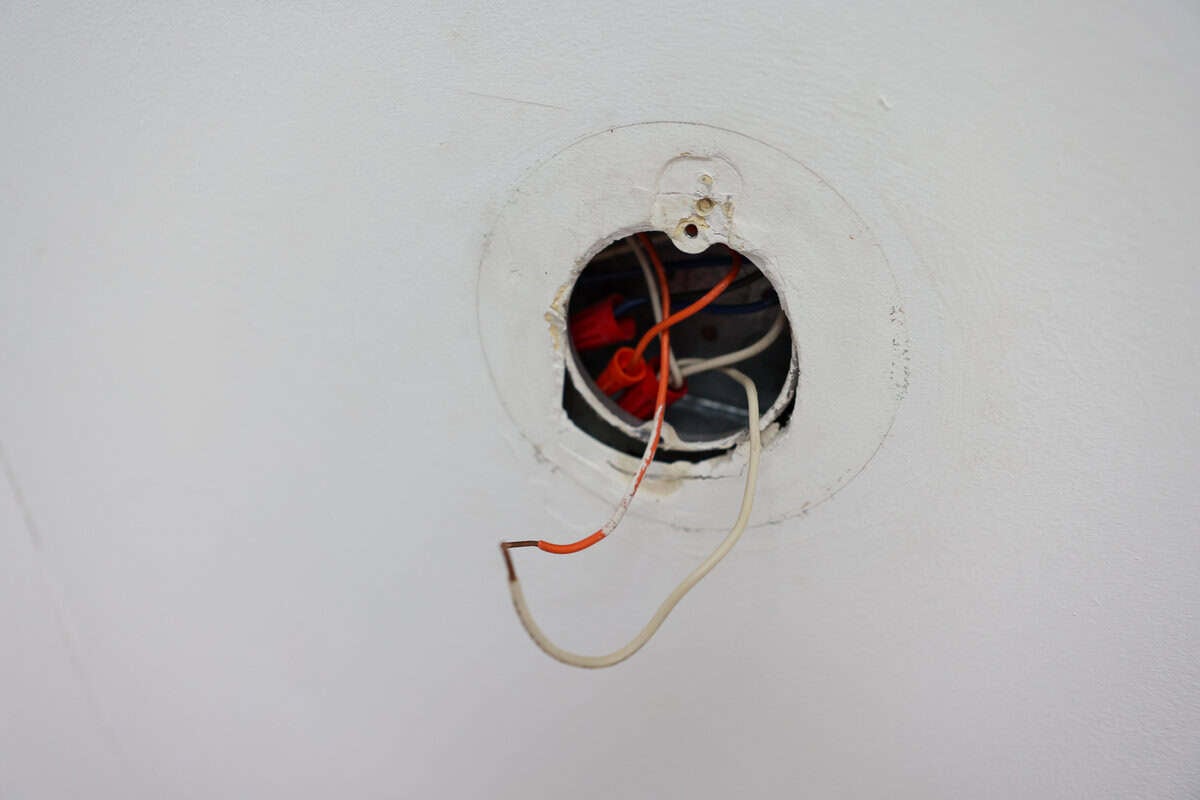The electrical box on a vaulted ceiling
