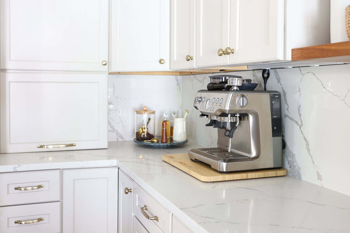Carving out a corner of my kitchen for my home coffee bar setup