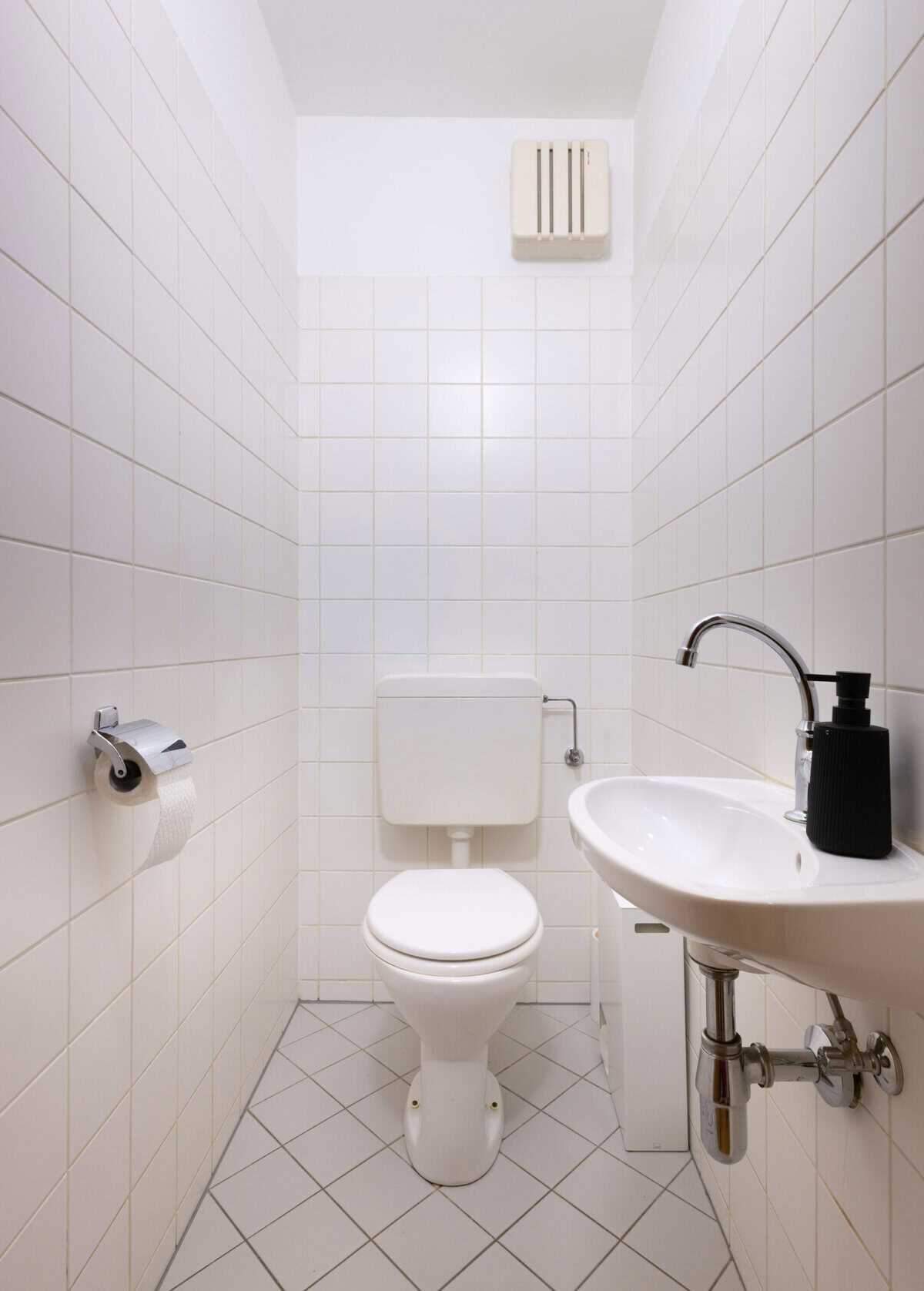 A small water closet is typical in Vienna, Austria