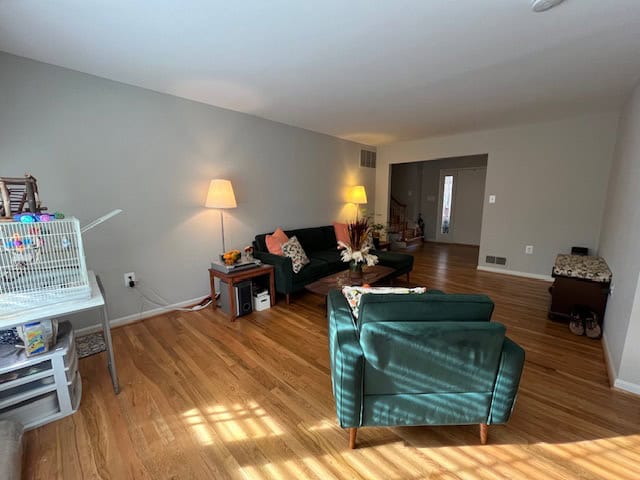 An awkward living room space