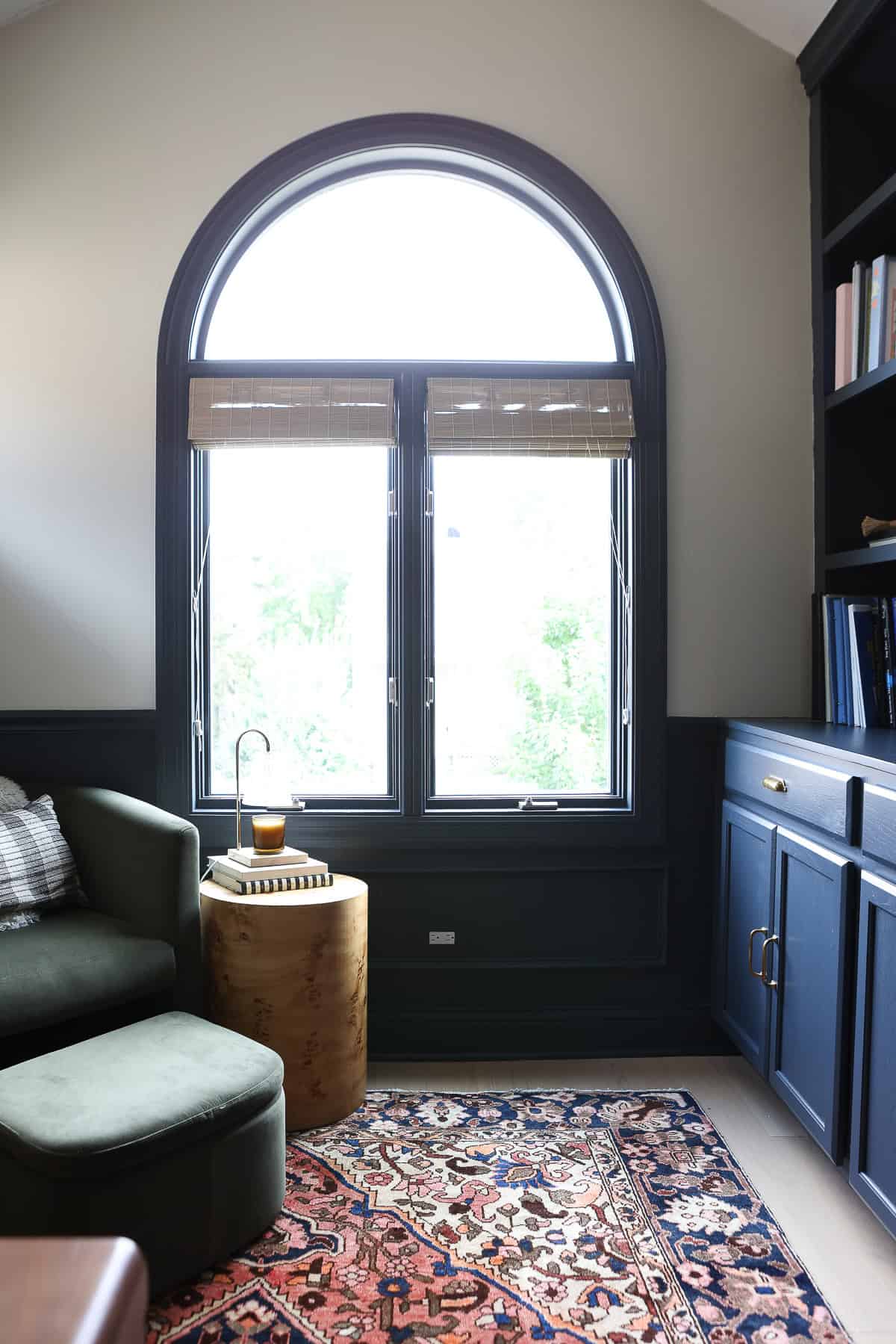 Painting arched trim dark navy