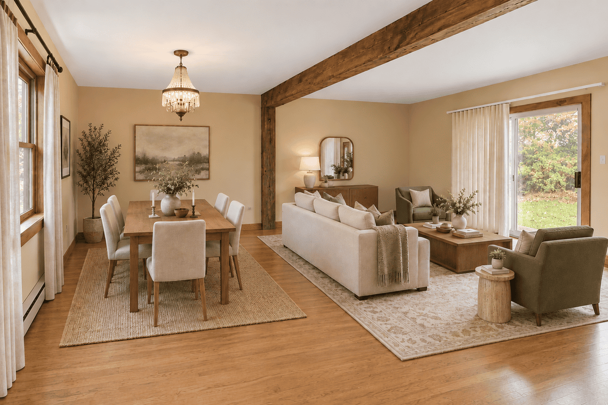 how to transform a room into a dining and living room