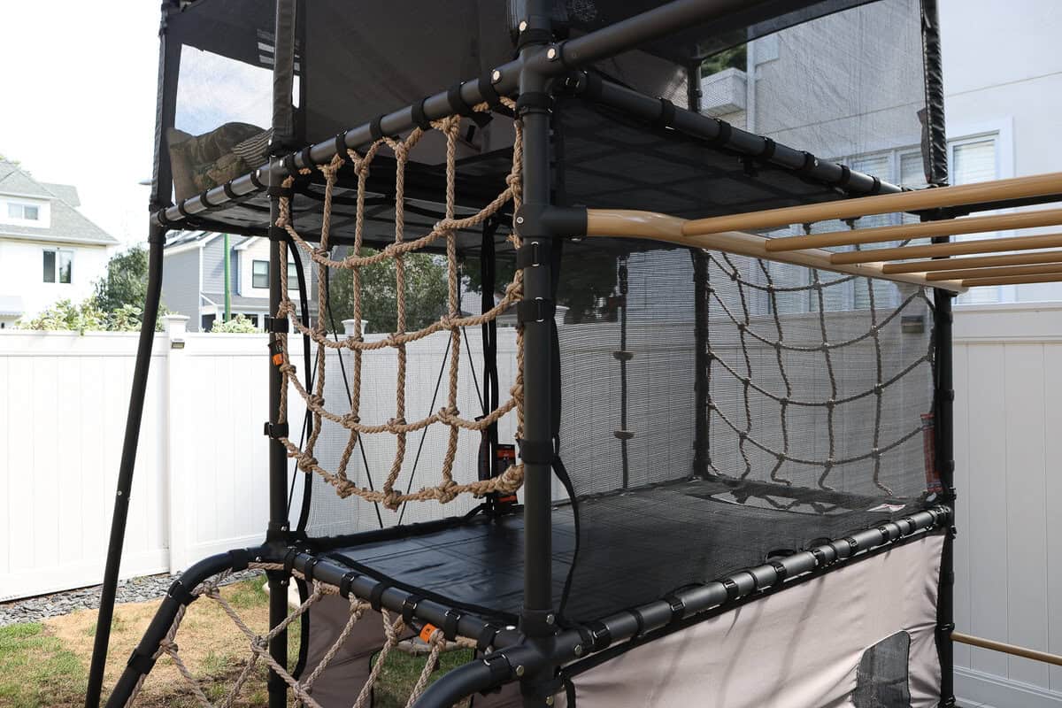 The different levels and ropes on the Vuly Quest 2.1 treehouse
