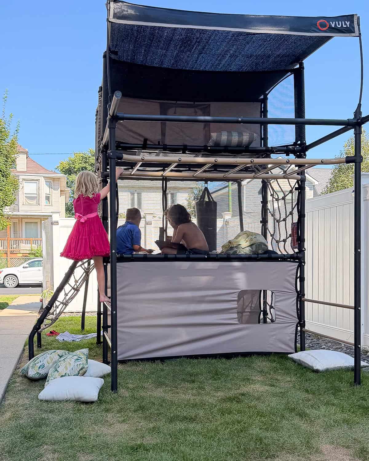 Our kids enjoying the Vuly Quest 2.1 treehouse